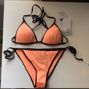 swimsuit bikini - peach black